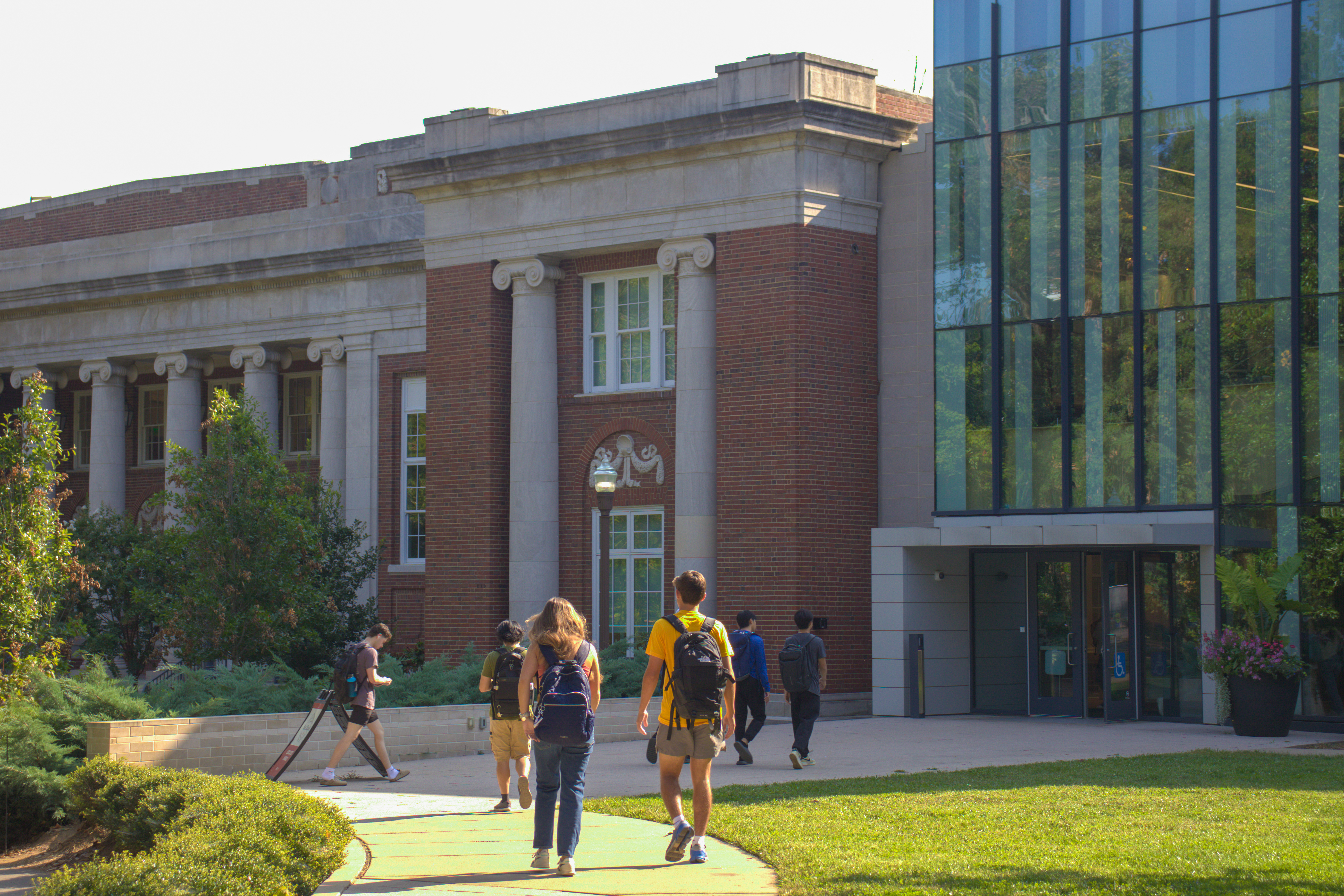 Students walking past Mayborn
